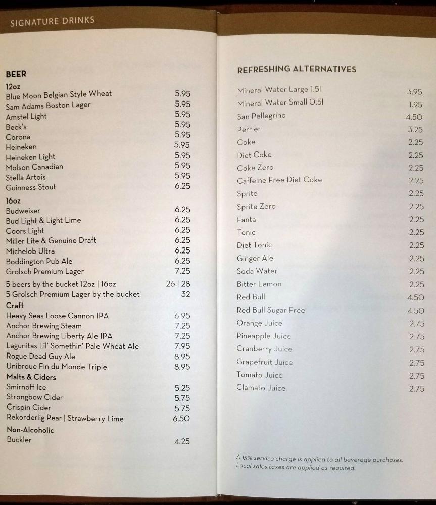 Holland America Nieuw Amsterdam Bar Menu November 2017 CruiseHabit